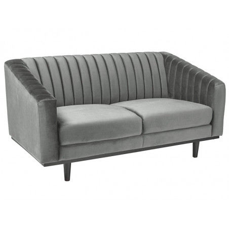 Canapé 3 places en velours ASPREY - Gris - H 78 x L 150 x P 60 cm