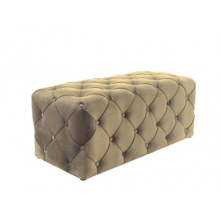 Banc en velours capitonné AVIVA - Beige - H 45 x L 100 x P 45 cm