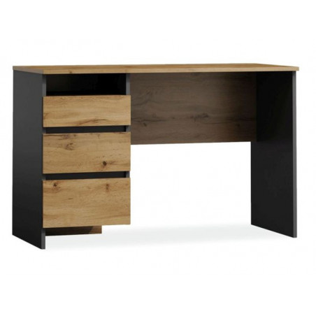 Bureau avec 3 tiroirs de rangement en bois - Noir et beige - H 77cm x L 120 cm