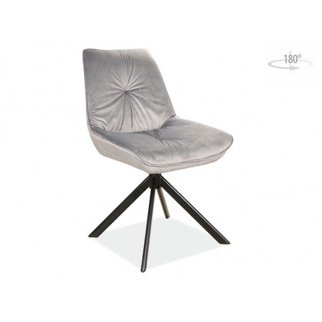 Chaise pivotante en velours - Gris - Pieds en métal noir - H 89 cm xl 60 cm x P 45 cm