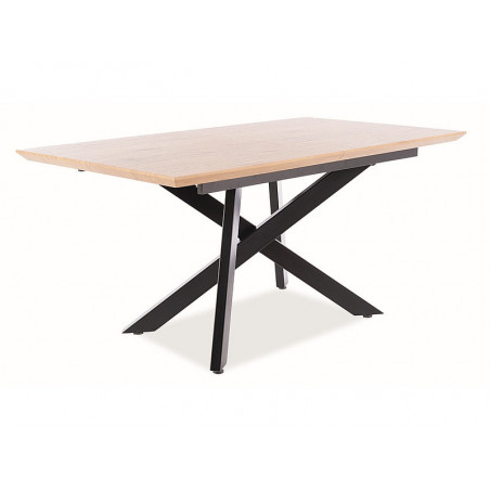 Table extensible en bois - Beige - Pieds en métal noir - 10 couverts - H 76 cm x P 90 cm x L 160 cm