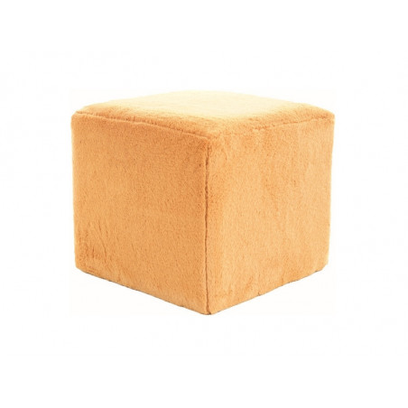 Pouf en tissu effet poils doux - Jaune - H 35 cm x L 39 cm x l 39 cm