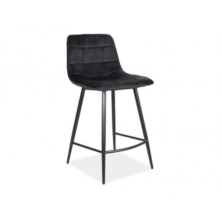 Tabouret en velours matelassé sur pieds en métal noir - Noir - L 87 cm x l 43 cm