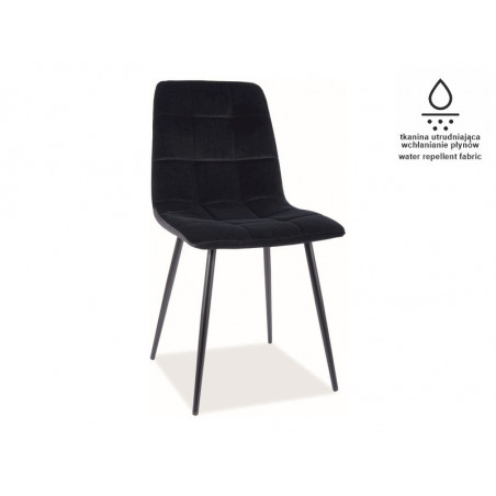 Chaise en velours matelassé sur pieds en métal noir - Noir - L 86 cm x l 45 cm