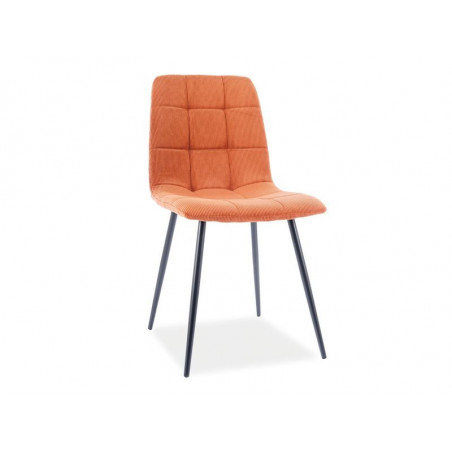 Chaise en velours côtelé matelassé sur pieds en métal noir - Orange - L 86 cm x l 45 cm