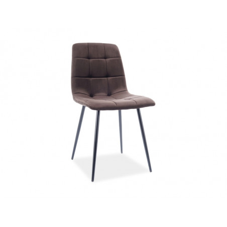 Chaise en velours matelassé sur pieds en métal noir - Marron - L 86 cm x l 45 cm