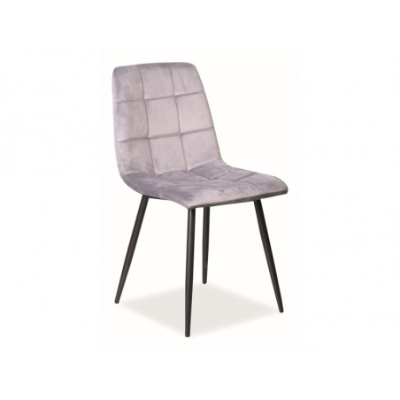 Chaise en velours matelassé sur pieds en métal noir - Gris - L 86 cm x l 45 cm