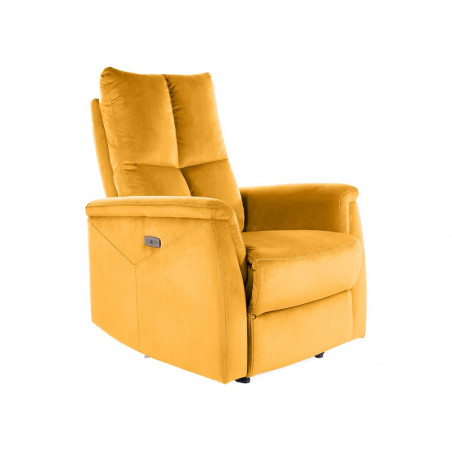 Fauteuil de relaxation inclinable en velours - Jaune - L 96 cm x l 57 cm