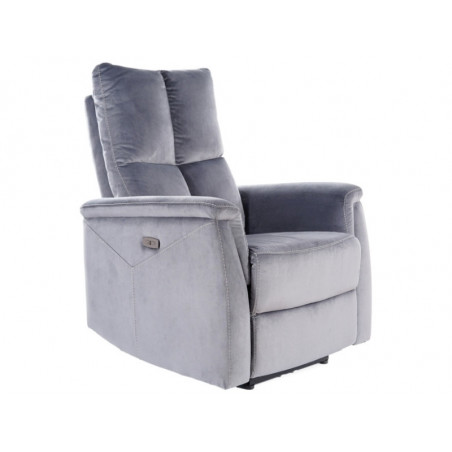 Fauteuil de relaxation inclinable en velours - Gris - L 96 cm x l 57 cm