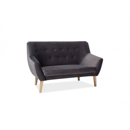 Canapé en velours capitonné 2 places NORDIC - Gris - H 90 x L 136 x P 55 cm