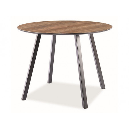 Table à manger ronde 4 couverts OAKLAND - Beige / Noir - D 100 x H 75 cm