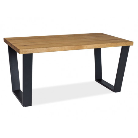 Table basse en bois massif de chene - Marron et noir - Pieds en métal - L 110 cm x l 60 cm x H 54 cm