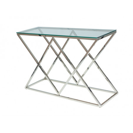 Table console en verre et structure chromé - Argenté - L 100 x P 30 x H 78 cm