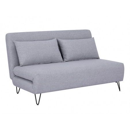 Canapé en velours convertible en lit 2 places - Gris - L 141 x H 81 x P 90 cm