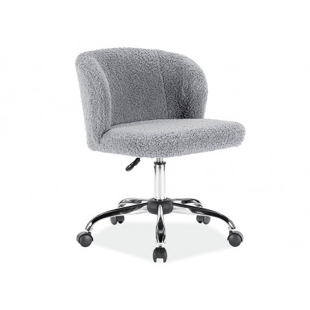 Fauteuil de bureau à roulettes aspect laine DOLLY - Gris - H 87 x L 53 x P 48 cm
