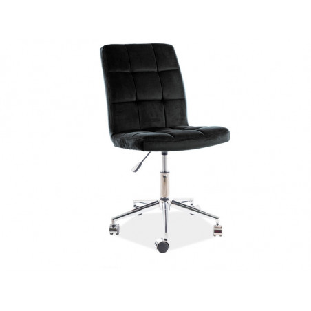 Chaise de bureau pivotante en velours matelassé série Q-020 - Noir - H 87 x L 45 x P 40 cm