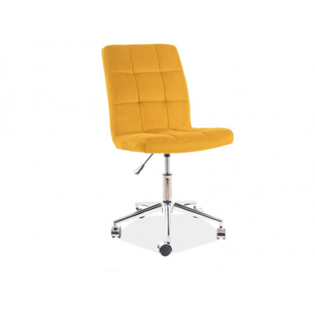 Chaise de bureau pivotante en velours matelassé série Q-020 - Jaune - H 87 x L 45 x P 40 cm