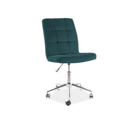 Chaise de bureau pivotante en velours matelassé série Q-020 - Vert - H 87 x L 45 x P 40 cm