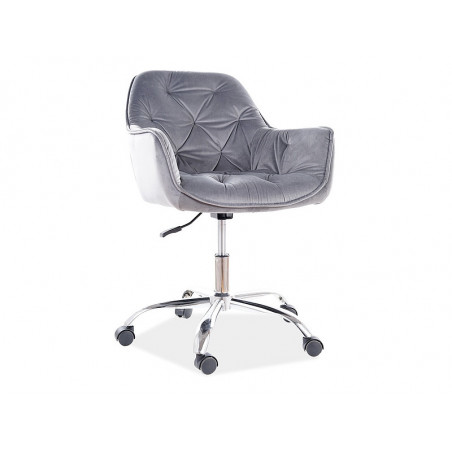 Fauteuil de bureau pivotant en velours capitonné série Q-190 - Gris - H 80 x L 60 x P 44 cm