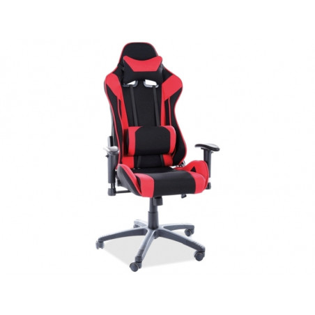 Fauteuil de gaming pivotant en tissu VIPER avec oreillers intégrés - Noir / Rouge - H 127 x L 70 x P 49 cm