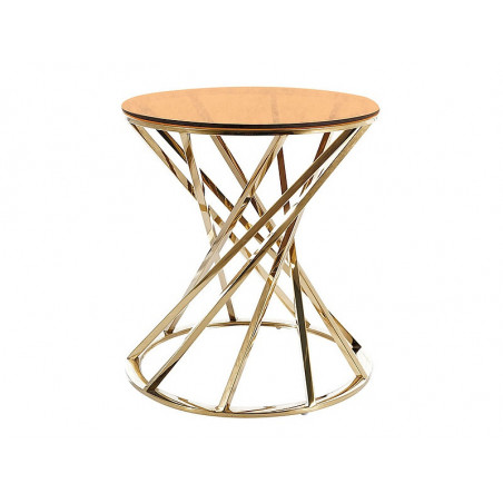 Table d'appoint design ronde en verre OTTAVIA - Doré - D 50 x H 54 cm