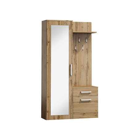 Vestiaire comprenant une armoire avec miroir + 1 étagère + meuble de rangement - Beige - H 180 x L 105 x P 40 cm