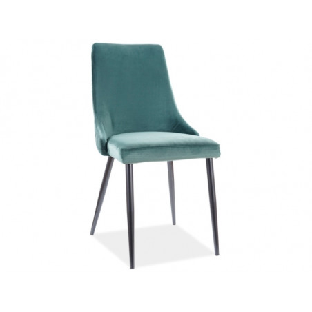 Chaise en velours mat à dos matelassé - Vert - Pieds en métal noir - L 93 cm x l 47 cm x P 44 cm