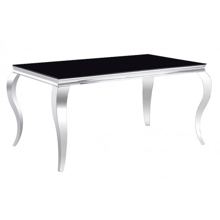 Table à manger en verre - Noir et argenté - 6 couverts - L 150 cm H 75 cm x P 90 cm