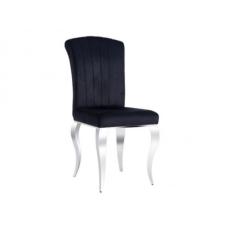 Chaise en velours - Noir - Pieds en métal noir - L 100 cm x l 46 cm x P 44 cm