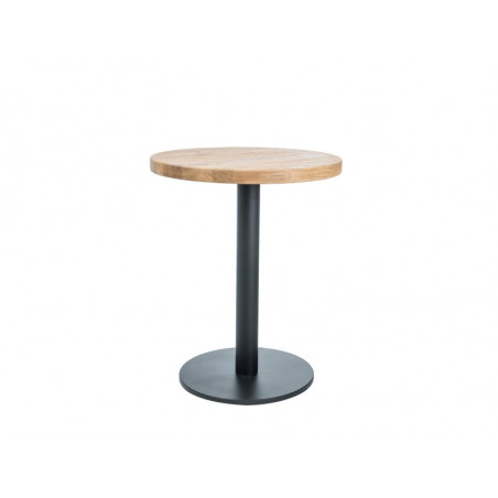 Table à manger ronde en bois - Marron - Pieds en métal noir - 4 couverts - H 76 cm x D 60 cm