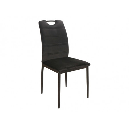 Chaise en velours - Poignée sur le dossier - Noir - Pieds en métal noir - L 92 cm x l 44 cm x P 38 cm