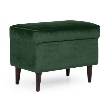 Repose pieds en velours - Vert - Pieds en bois marron - L 60 cm x l 40 cm x H 43 cm