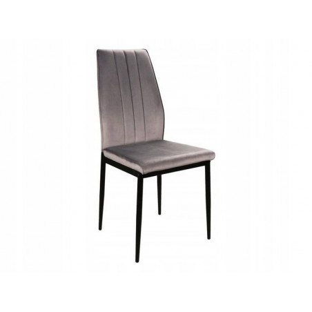 Chaise en velours et pieds en métal ATOM - Gris - H 93 x l 44 x P39 cm