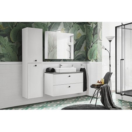 Ensemble meuble vasque à poser + Armoire miroir + Grande armoire - 100 cm - Cuba White