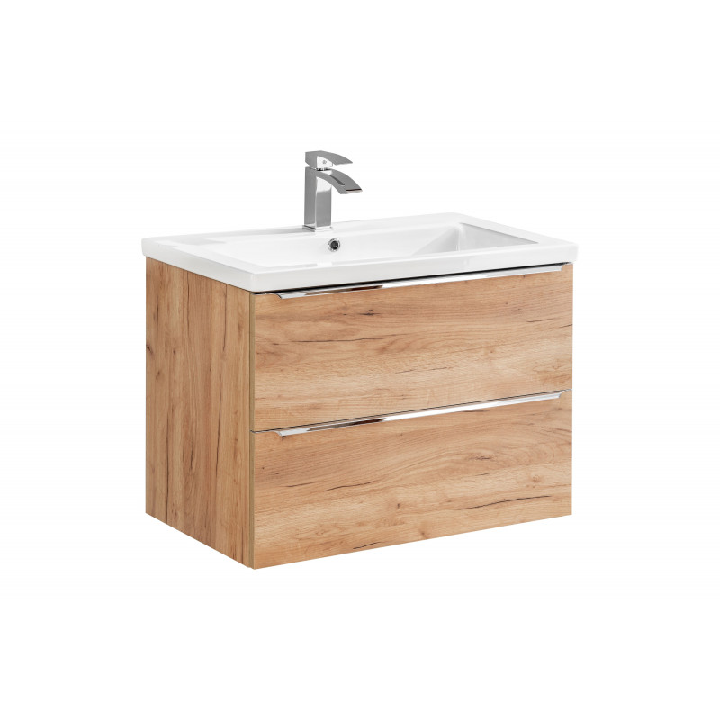 Armoire Murale Elise Oak - 44x20x57 Cm - Meuble Bas Salle De Bain Avec 2 étagères, Design Moderne, Fabrication Pologne