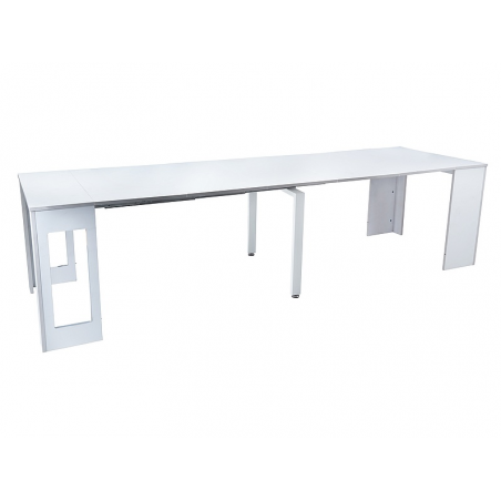 Table extensible en bois - Blanc - 14 couverts P 90 x l 76 x L 60 à 300 cm