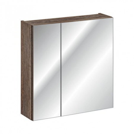 Cabinet en bois avec miroir Rosario Oak - Marron - H 65 x L 60 x P 17 cm