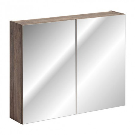 Cabinet en bois avec miroir Rosario Oak - Marron - H 65 x L 80 x P 17 cm