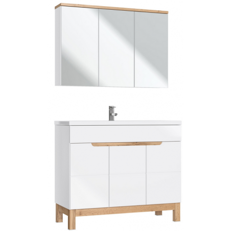 Ensemble meuble vasque + cabinet miroir - 100 cm - Cintra White