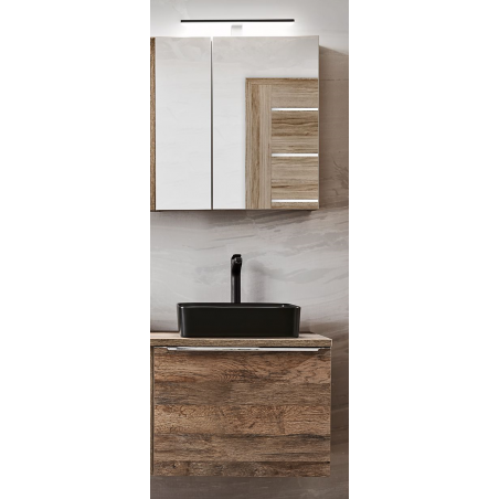 Ensemble meuble vasque + cabinet miroir - 60 cm - Rosario Oak