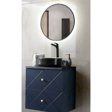 Ensemble salle de bain avec meuble vasque + miroir - 60 cm - Aurore Blue