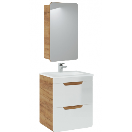Ensemble salle de bain avec meuble vasque 50 cm + cabinet miroir - Archipel White