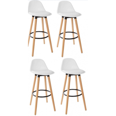 Lot de 4 chaises de bar - Maxon - H 92,5 cm - Blanc