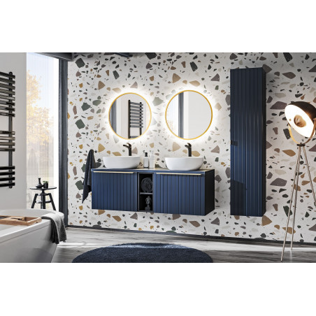 Ensemble complet de salle de bain double vasques - 140 cm - Rosario Deep Blue