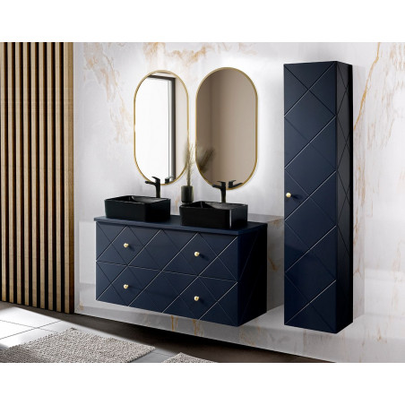 Ensemble complet salle de bain meuble double vasques 120 cm + 4 éléments - Aurore Blue