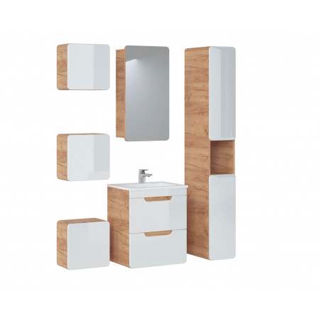 Ensemble salle de bain avec meuble vasque 50 cm + 3 éléments - Archipel White