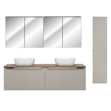 Ensemble salle de bain double vasques 160 cm + 4 éléments - Rosario Taupe