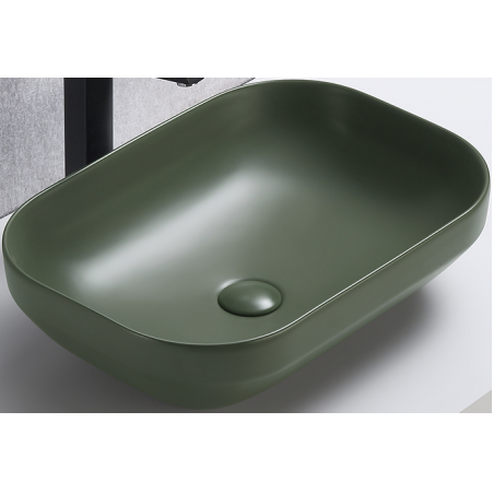 Vasque à poser en céramique verte matte - L 50.4 x 35.2 cm - Gamme Neli