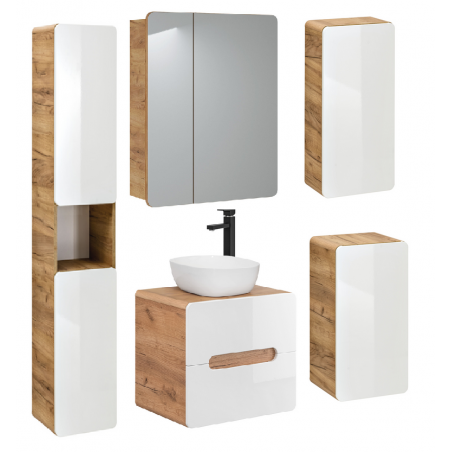 Ensemble salle de bain avec meuble vasque 60 cm + 4 éléments - Archipel White