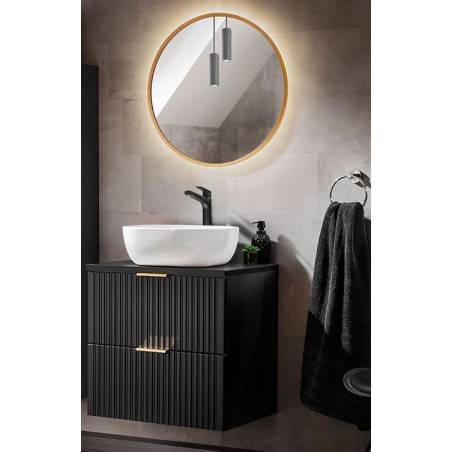 Ensemble meuble vasque à poser 60 cm en bois + miroir - Georgia Black